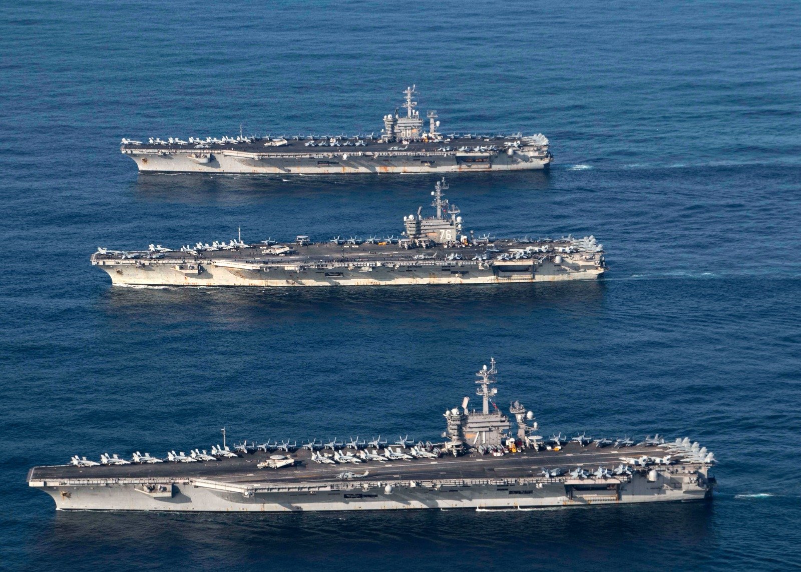 In America Sent Lots Of Powerful Aircraft Carriers To Defend